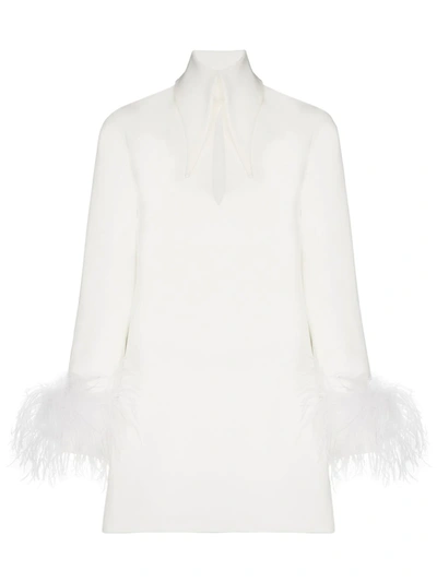 16arlington Michelle Feather-trim Mini Dress In White
