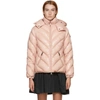 Moncler Brouel Chevron Nylon Laque Down Quilted Jacket With Attached Hood In Pink