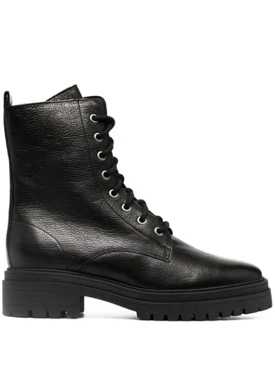 Ba&sh Comy Pebbled-effect Ankle Boots In Black