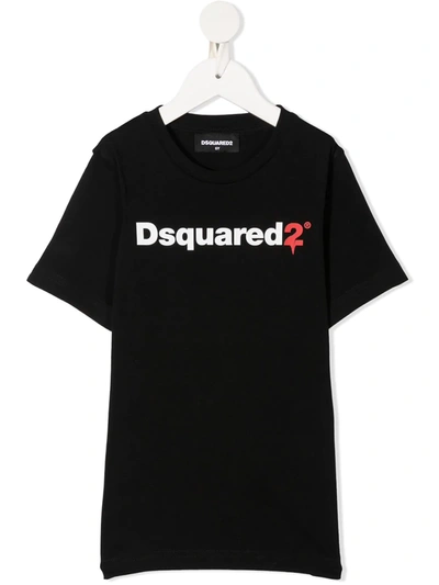 Dsquared2 Kids' Black T-shirt With Logo Print