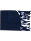 Acne Studios Canada Narrow Fringed Wool Scarf In Blue