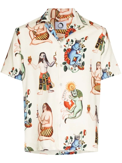 Endless Joy Camp-collar Printed Woven Shirt In Multicolour