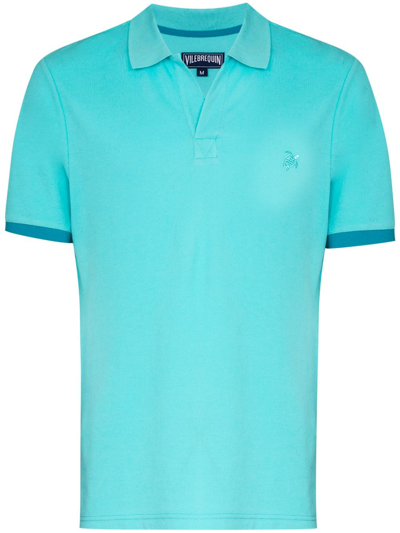 Vilebrequin Palatin Contrast-tipped Cotton-piqué Polo Shirt In Blue