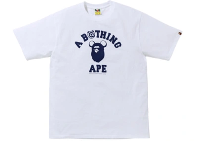 Pre-owned Bape X Medicom Toy College Bear Tee (fw20) White