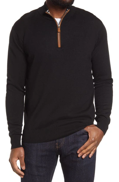 Peter Millar Crown Regular Fit Quarter Zip Pullover In Black