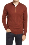 Peter Millar Crown Regular Fit Quarter Zip Pullover In Burnt Orange