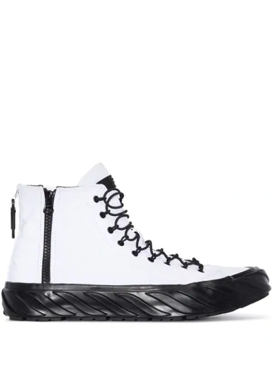 Age White Black And Top Carbon Coated Canvas High Top Sneakers