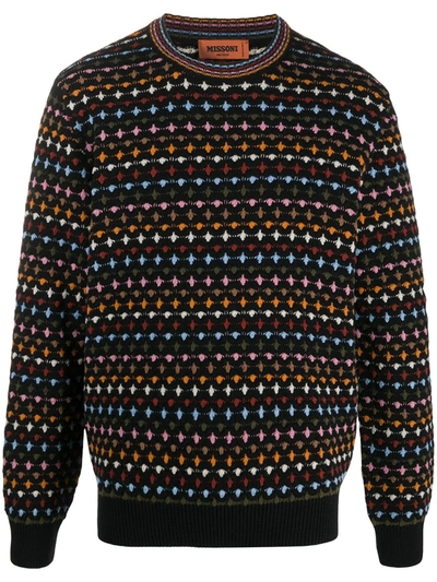 Missoni Knitted Crew Neck Jumper In Black