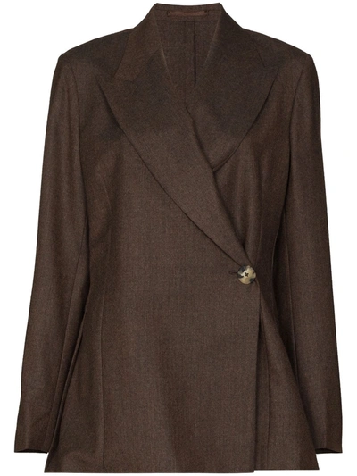 Remain Side Button Fastening Blazer In Brown