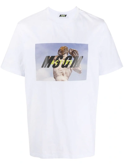 Msgm Logo-print Performance T-shirt In White