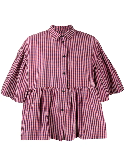 Henrik Vibskov Gingham Check Peplum Shirt In Pink