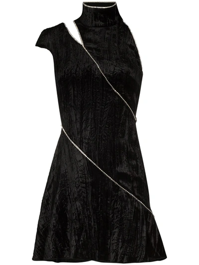16arlington Dahlia Rhinestone-embellished Velvet Mini Dress In Black