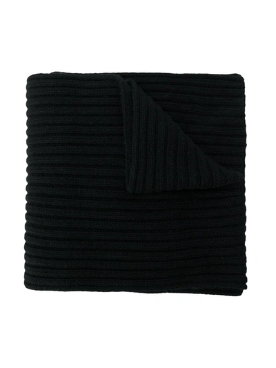 Chloé Kids' Ribbed Knit Monogram Scarf In Black