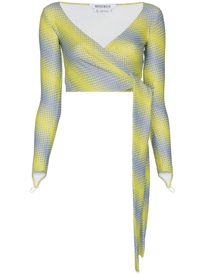 Maisie Wilen Yellow Diagonal Print Wrap Top In Gelb