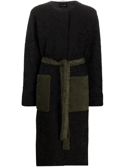 Stine Goya Long-sleeve Belted Coat In Black