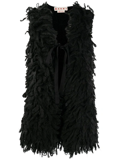 Marni Front-tie Knitted Waistcoat In Black