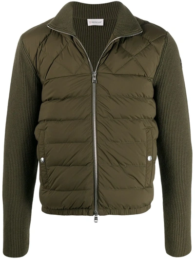 Moncler Contrast Panel Padded Jacket In Green