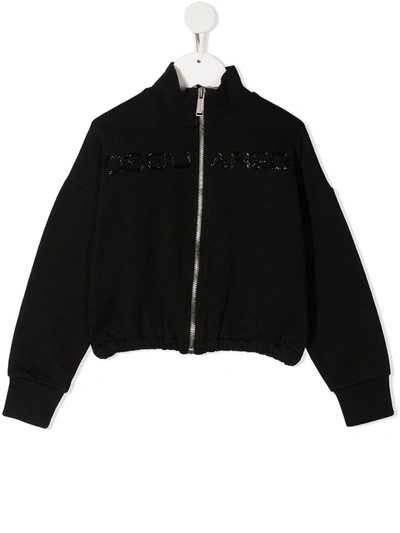 Dsquared2 Kids' Beaded Logo Bomber Jacket In Black