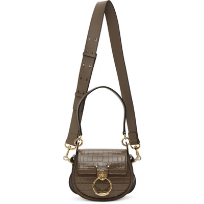 Chloé Tess Small Croc-embossed Leather Cross-body Bag In 23q Armgrn