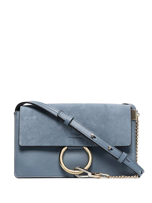 Chloé Faye Small Suede/leather Shoulder Bag In Blue | ModeSens