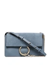 Chloé Faye Small Suede/leather Shoulder Bag In Blue