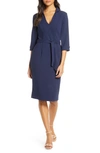 Black Halo Madeline Three-quarter Sleeve Sheath In Pacific Blue