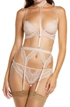 Thistle & Spire Kane Garter Belt With Removable Choker Harness In Blush