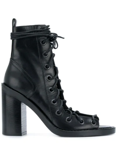 Ann Demeulemeester Open Lace-up Ankle Boots In Black