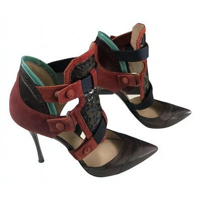 Pre-owned Peter Pilotto Leather Heels In Burgundy