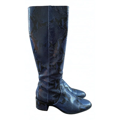 Pre-owned Tommy Hilfiger Navy Python Boots