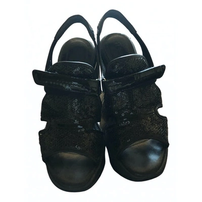 Pre-owned Hogan Black Glitter Sandals