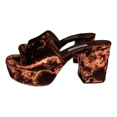 Pre-owned Prada Brown Velvet Mules & Clogs