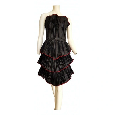 Pre-owned Krizia Silk Mini Dress In Black