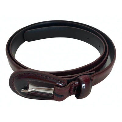 Pre-owned French Connection Leather Belt In Burgundy