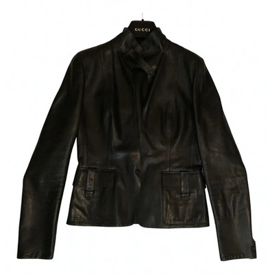 Pre-owned Gucci Leather Blazer In Black