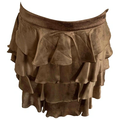 Pre-owned Guess Silk Mid-length Skirt In Beige
