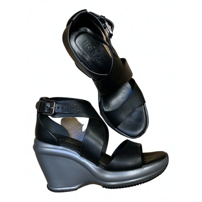 Pre-owned Hogan Black Leather Sandals