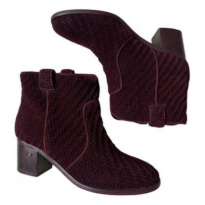 Pre-owned Laurence Dacade Leather Ankle Boots In Burgundy
