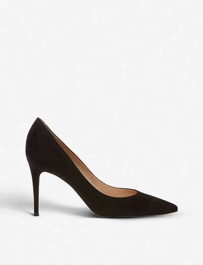 Gianvito Rossi Womens Black Bari 85 Suede Courts 5