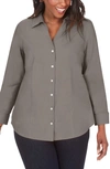 Foxcroft Lauren Non-iron Pinpoint Button-up Shirt In Charcoal