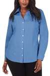 Foxcroft Lauren Non-iron Pinpoint Button-up Shirt In Mountain Blue