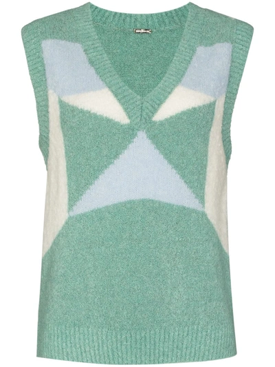 Dodo Bar Or Sylvia Geometric Knitted Waistcoat In Blue