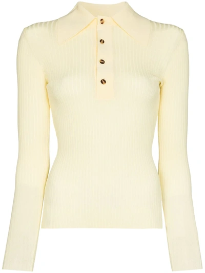 Dodo Bar Or Monie Ribbed Knit Polo Shirt In Yellow