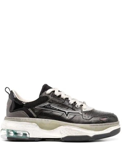 Premiata Chunky Lace-up Leather Trainers In Black