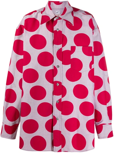 Marni Oversized Maxi Polka-dot Shirt In Red