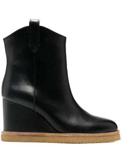 Ba&sh Cristina Wedge Ankle Boots In Black