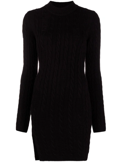 Gcds High Neck Knitted Dress In Black