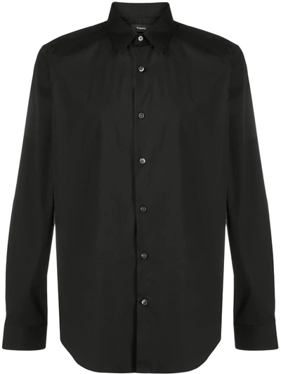 Theory Sylvain Cotton Long-sleeve Shirt In Black