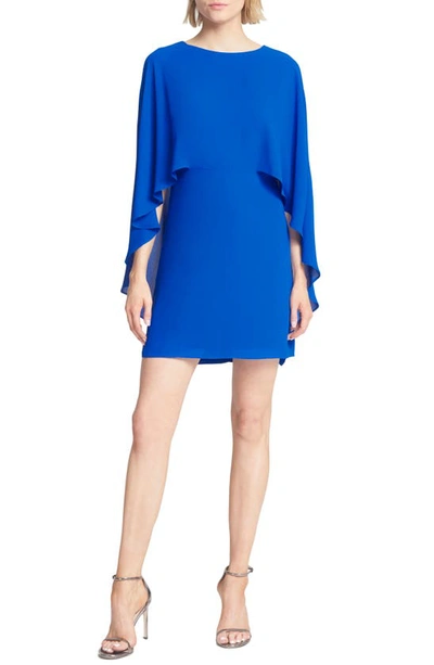 Halston Heritage Cape Sleeve Cocktail Dress In Lapis