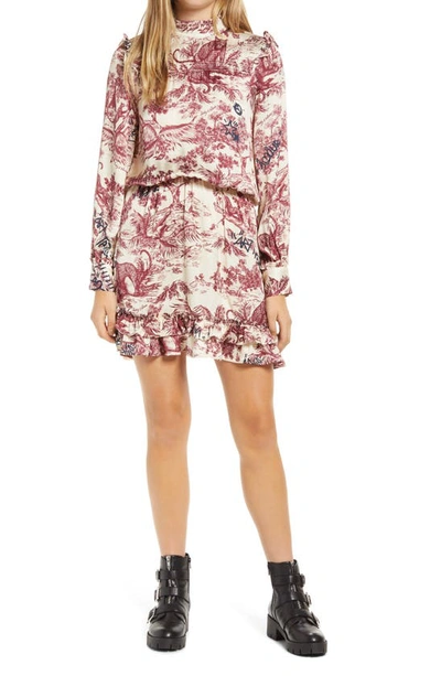 Zadig & Voltaire Rocket Jouy Satin Long Sleeve Minidress In Toile